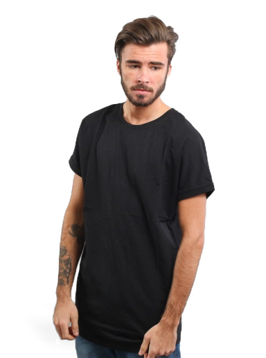 Majica kratkih rukava Urban Classics Long Shaped Turnup Crna | TB1561 black
