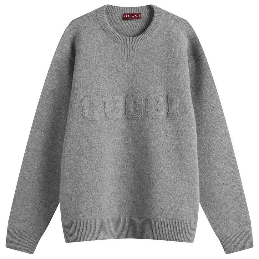 Džemper Gucci Gucci Embossed Wool Crew Neck Knit Siva | 811405-XKEKO-1200