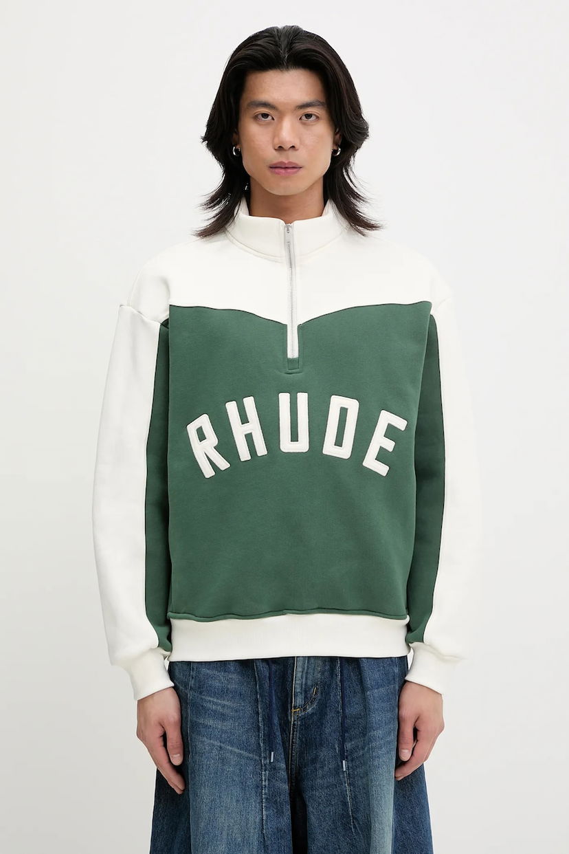 Dukserice Rhude RHUDE Monaco Quarter-Zip Sweatshirt Zelena | RHSS25SW01012