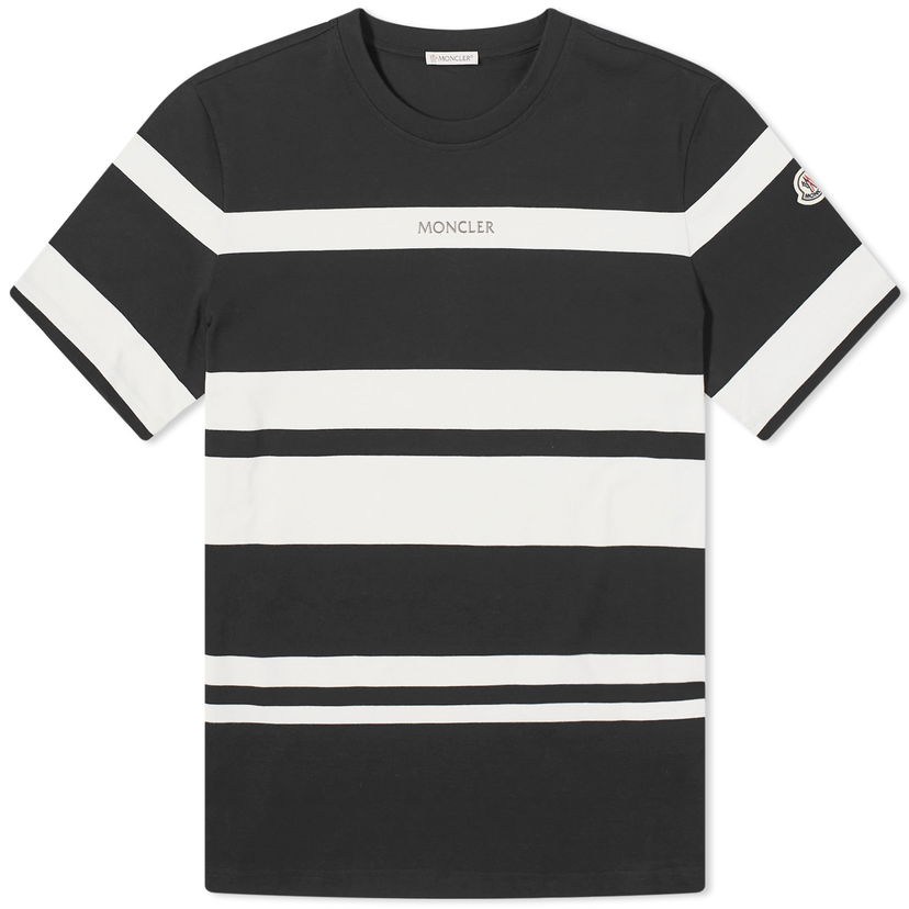 Majica kratkih rukava Moncler Stripe Logo T-Shirt Crna | 8C000-55-89AHZ-P90