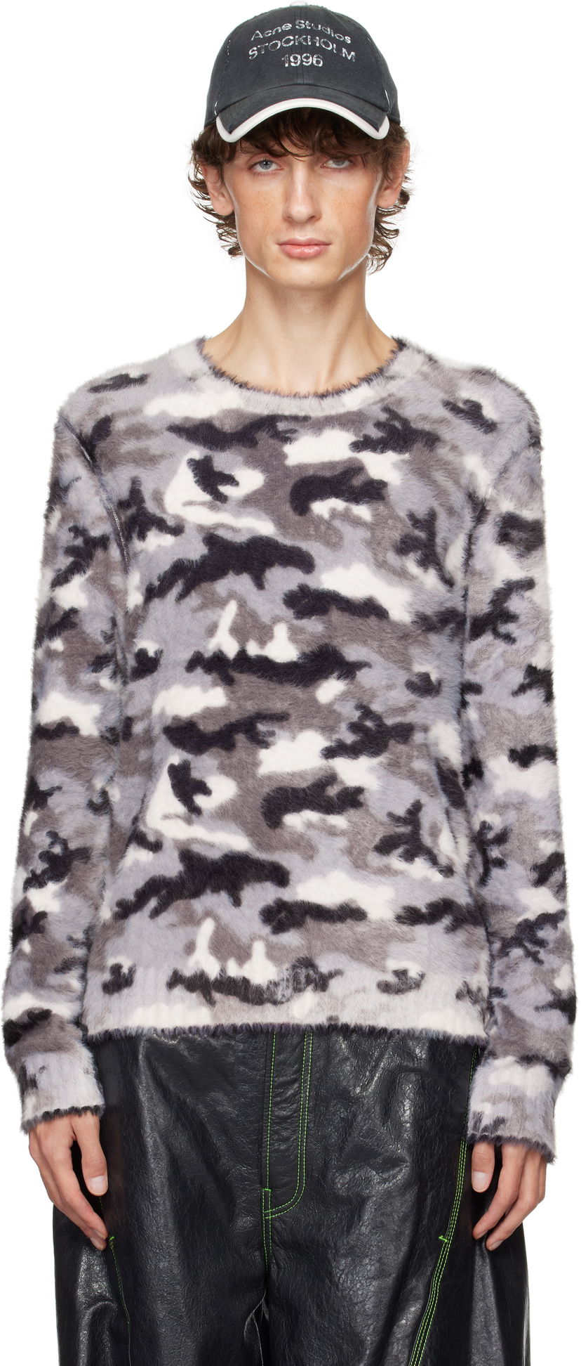 Džemper Acne Studios Sweater Printed Gray Siva | B60335-