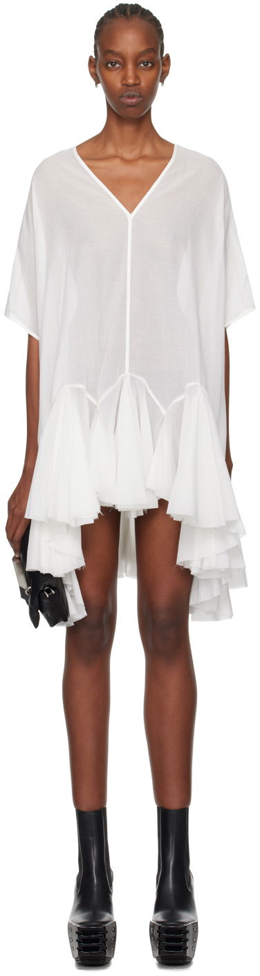 Haljina Rick Owens Rick Owens Divine Asymmetrical Ruffle Mini Dress Bijela | RP01D2572 U