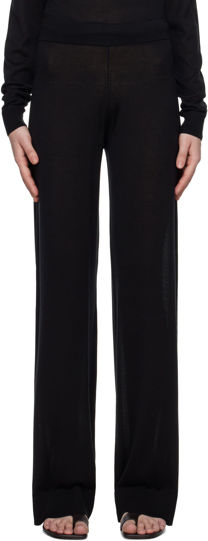 Hlače TOTEME TOTEME Wide Knit Trousers Crna | 252-WRB0258-YA0151
