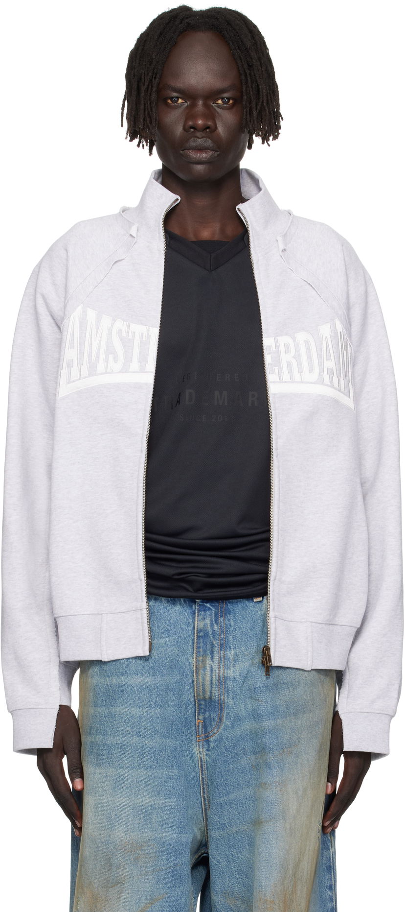 Dukserice VETEMENTS Vetements 'Amsterdam' Zip-Up Sweatshirt Siva | UH76ZU760GG
