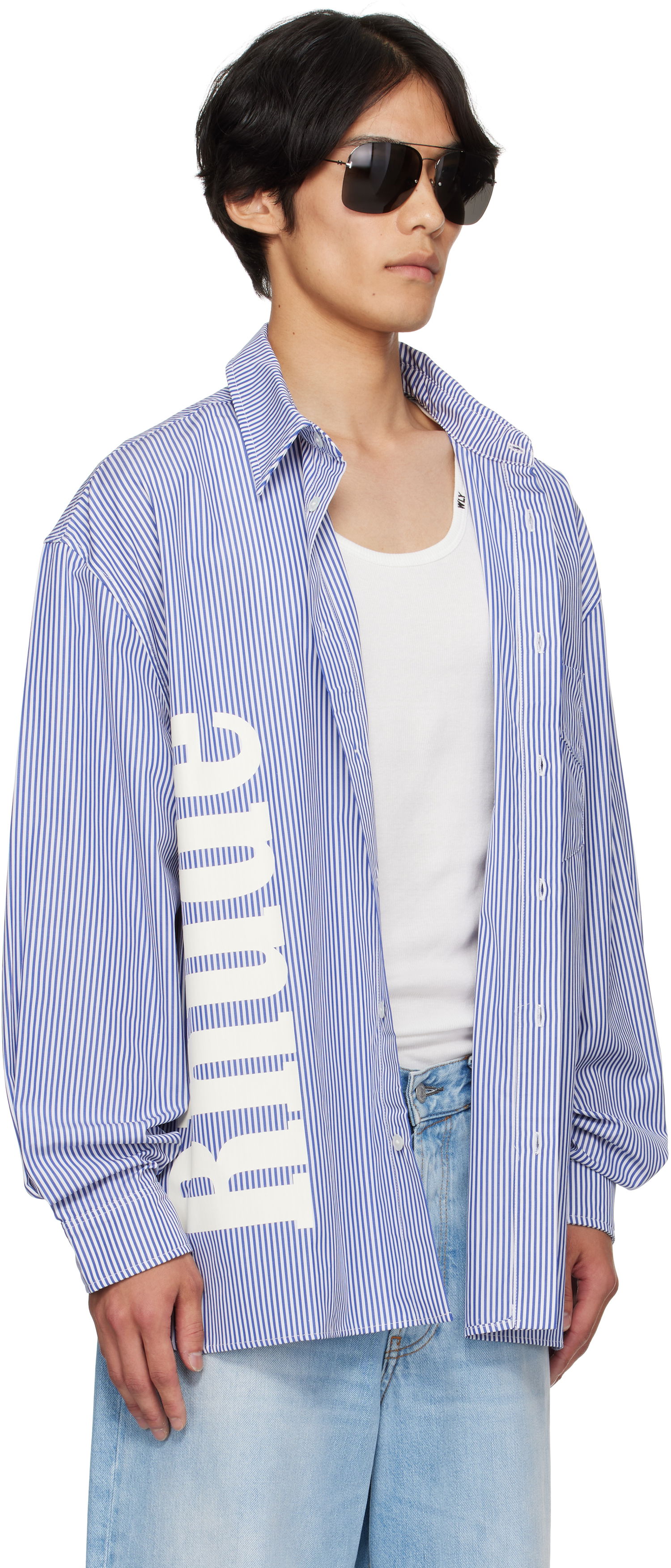 Košulja Rhude Rhude Side Logo Long Sleeve Shirt Plava | RHPF25SR10012, 1