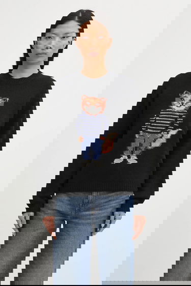 Džemper MAISON KITSUNÉ Dressed Fox Intarsia Wool Sweater Crna | PW00812KH0002, 0