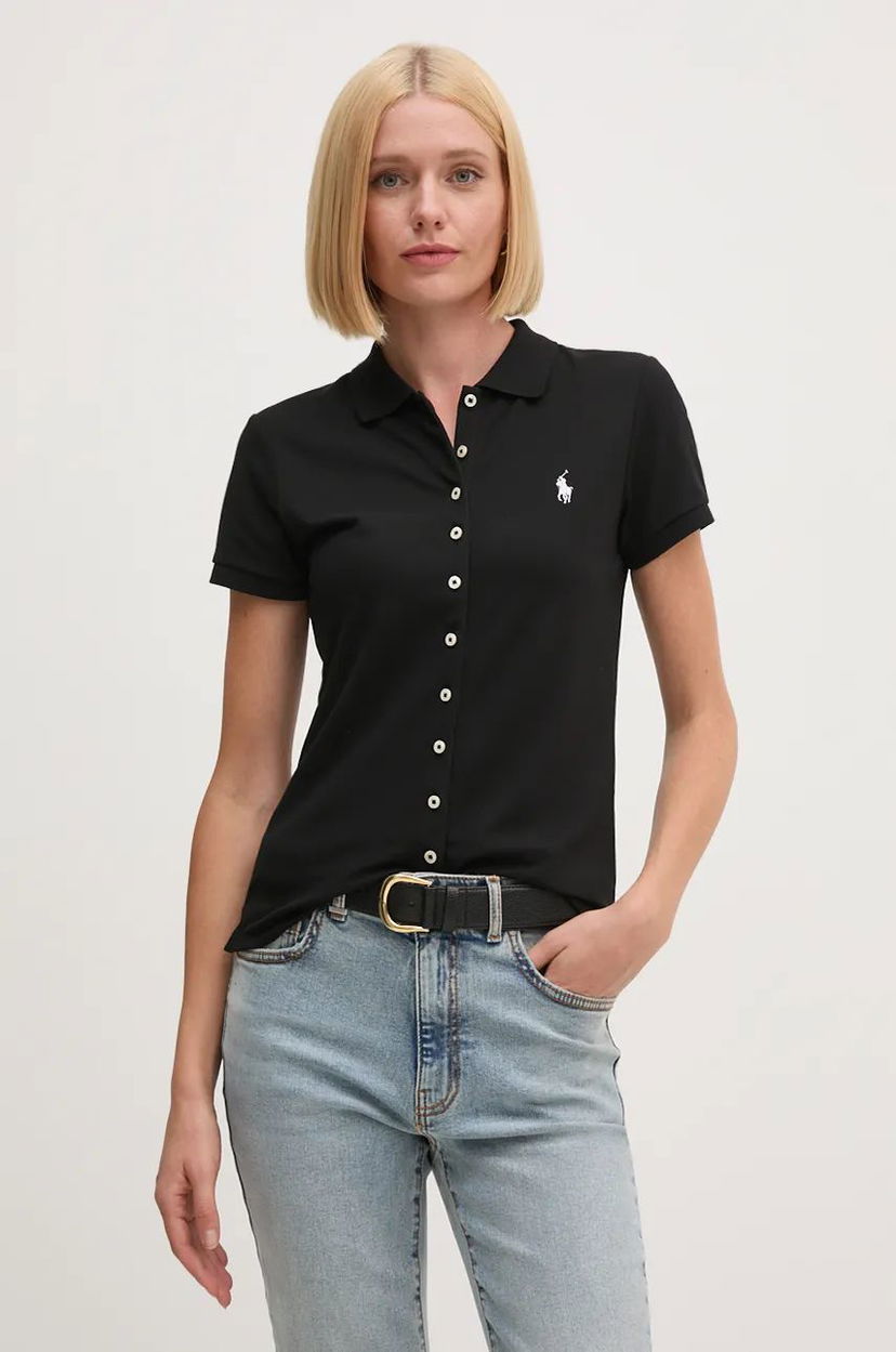 Polo majica Polo by Ralph Lauren Polo Shirt Buttoned Crna | 211939272