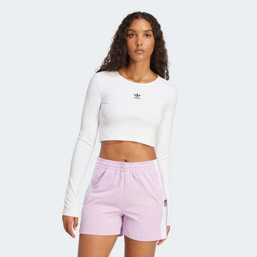 Crop top adidas Performance Essentials Ribbed Crop Long Sleeve T-Shirt Bijela | JC9011
