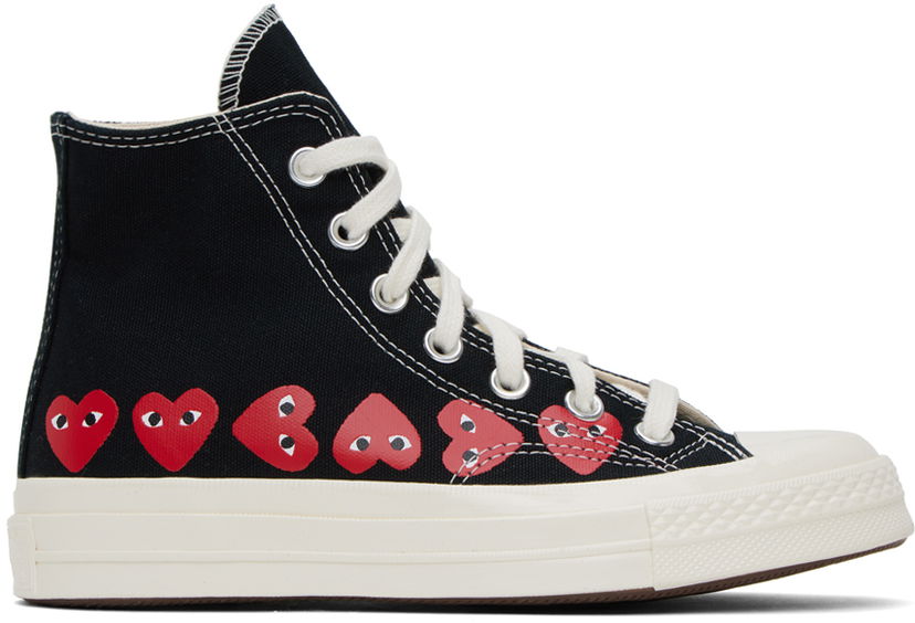 Majica kratkih rukava Comme des Garçons COMME des GARÇONS PLAY Chuck 70 Multi Heart Crna | K127