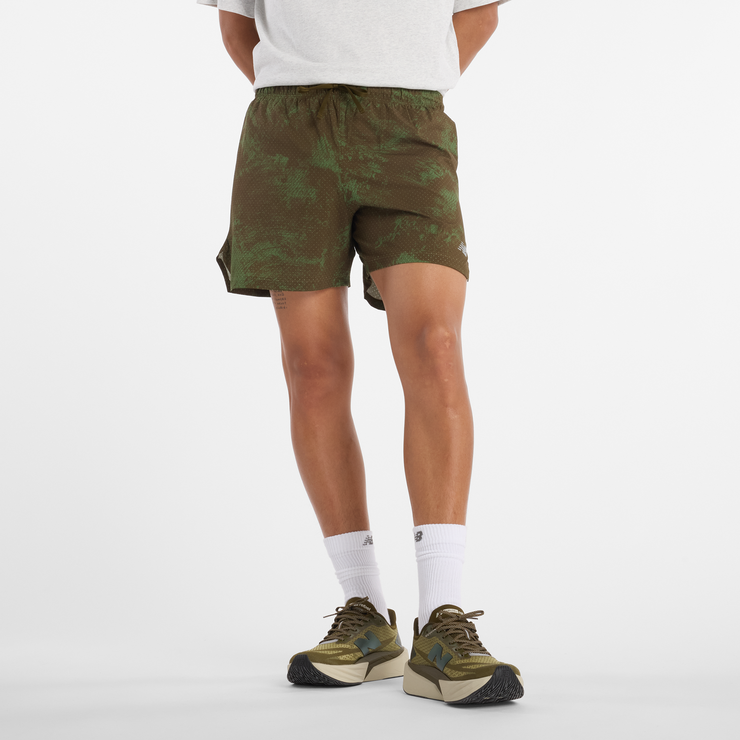 Kratke hlače New Balance Patterned Performance Shorts Zelena | NBMS43285WDL, 0