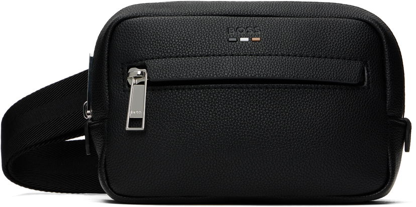 Torba oko struka BOSS BOSS Pebble-Grained Faux-Leather Belt Bag Crna | 50548019
