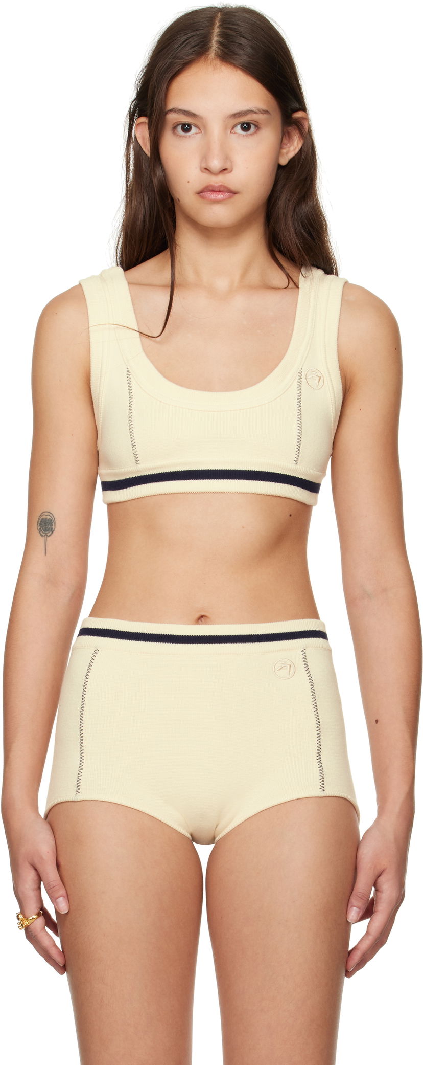 Grudnjak Ambush Contrast Stitch Bra Top Bež | BWHR001F24KNI0013131