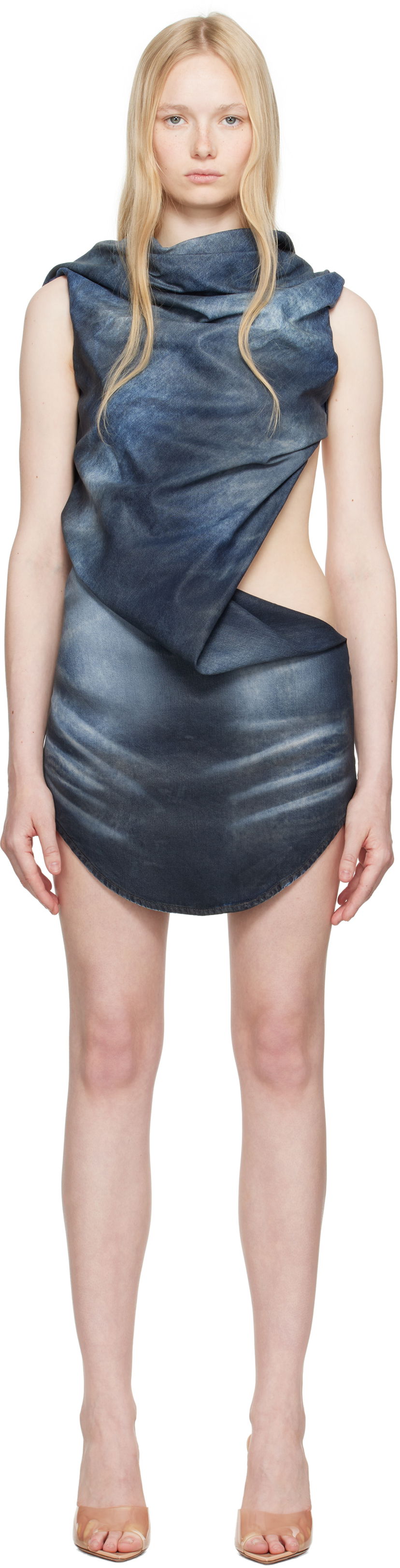 Haljina Diesel Diesel De-Brey-Fsg Draped Denim Minidress Plava | A18168 068RR