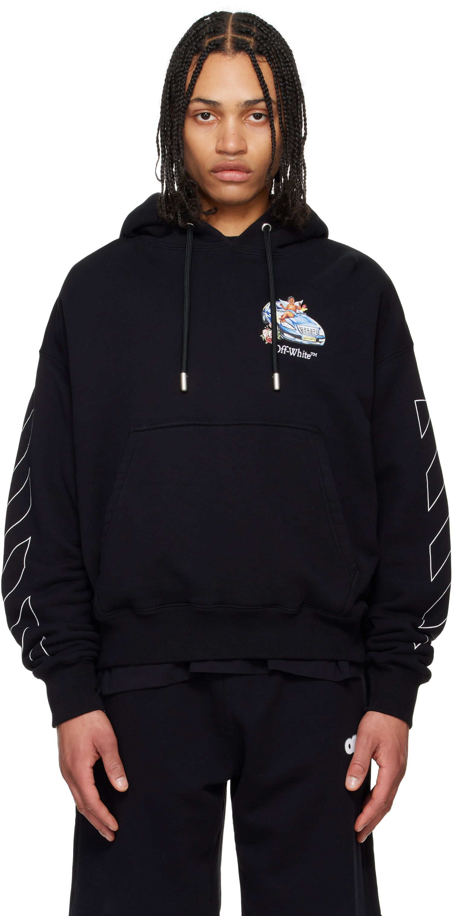 Dukserice Off-White Off-White Fresco Arrow Hoodie Crna | OMBB085S25FLE0051001, 0