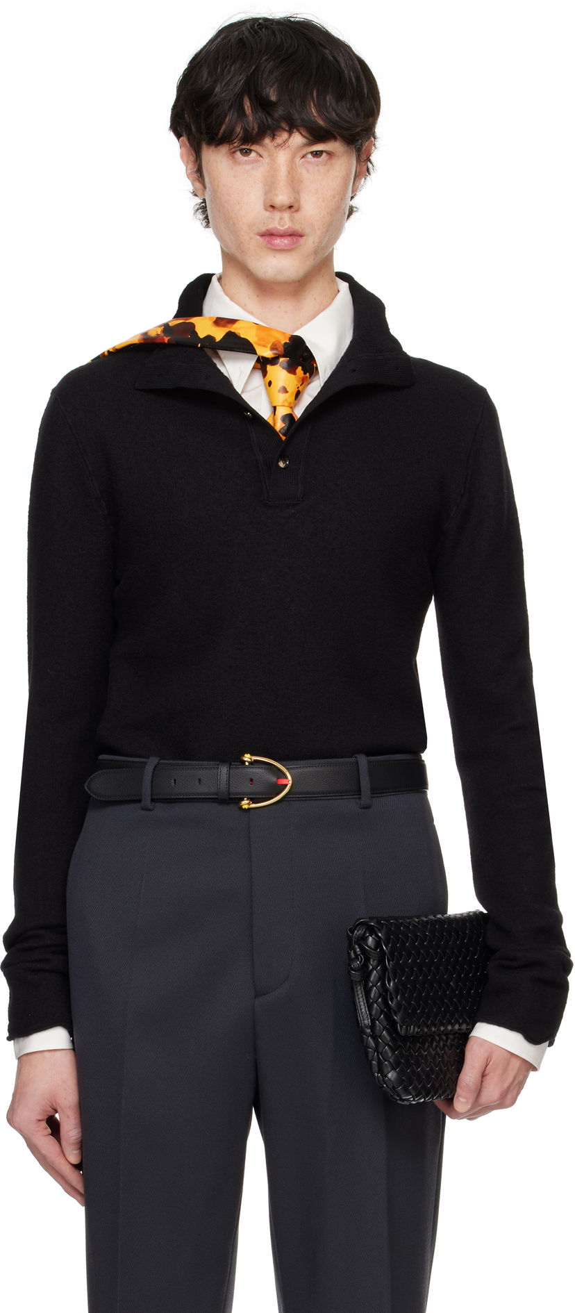 Džemper Bottega Veneta Felted Wool Turtleneck Crna | 798239 V4JU0 1000