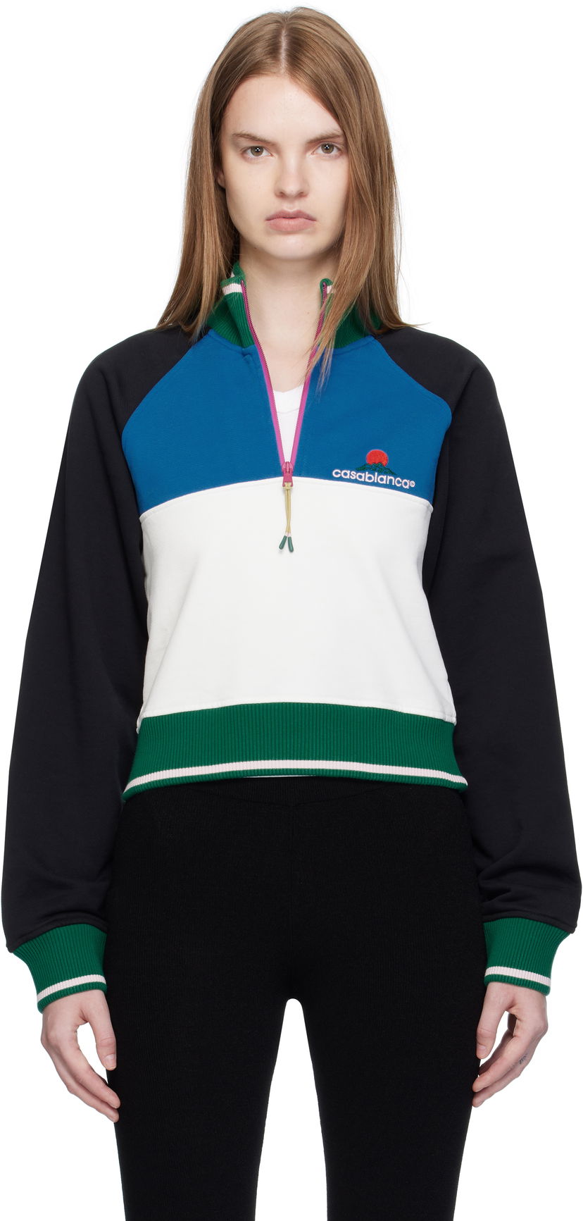 Dukserice Casablanca Casablanca Colorblock Quarter-Zip Sweatshirt Višebojno | WPF25-JTP-328-01