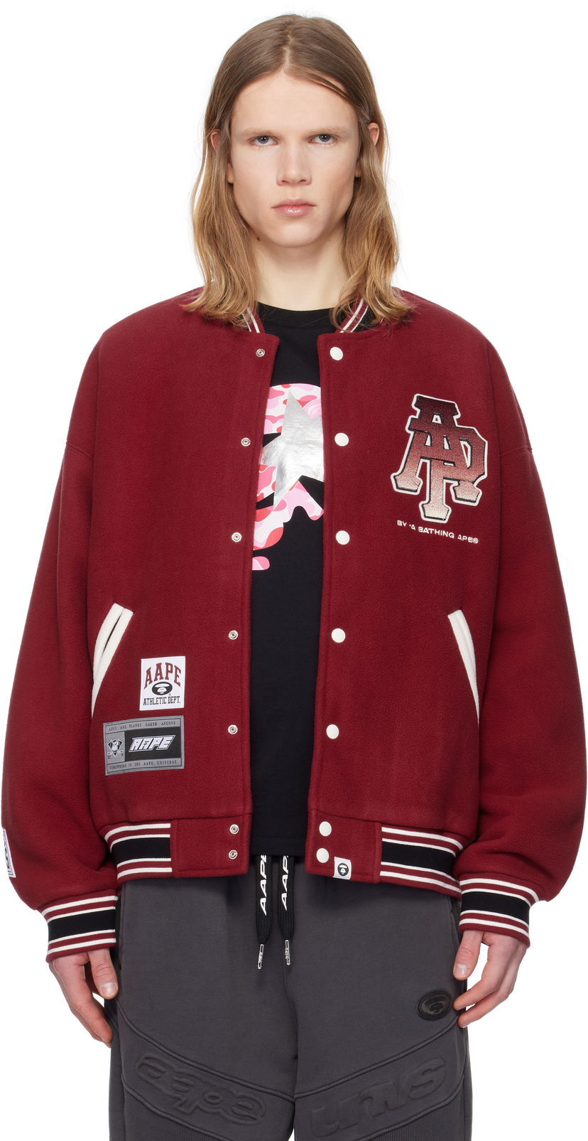 Bomber jakna AAPE by A Bathing Ape AAPE By A Bathing Ape Main Bomber Jacket Crvena | AAPSWMB351XXNBDX