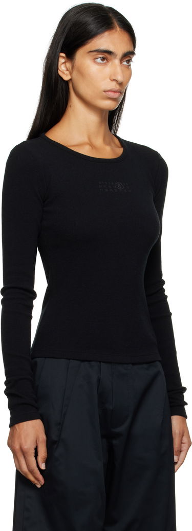 Majica kratkih rukava Maison Margiela MM6 Maison Margiela Wool Blend Rib Jersey Long Sleeve T-Shirt Crna | S52NH0029 M20122, 1