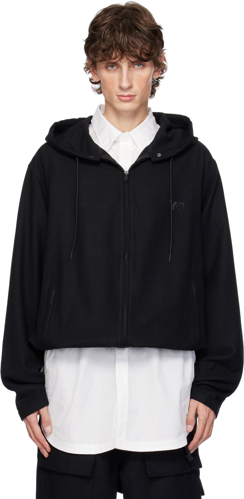 Jakna Y-3 Flannel Hood Jacket Crna | IZ1881