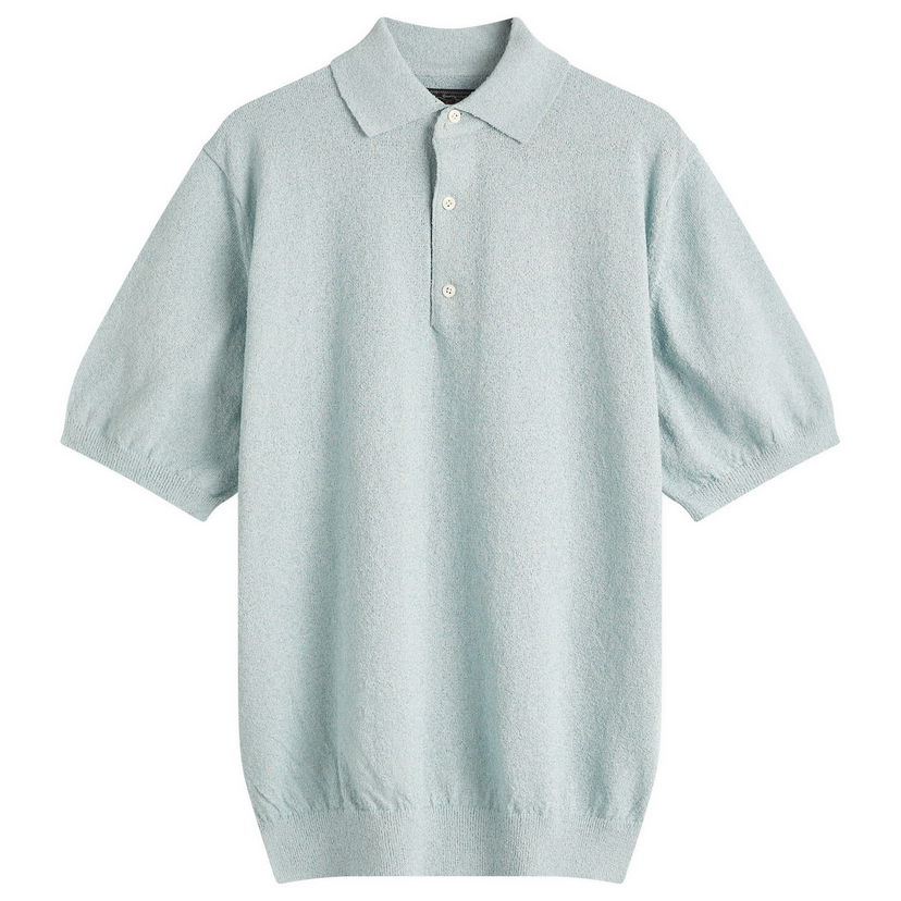 Polo majica BEAMS Beams Plus Boucle Knit Polo Shirt, Size Large Plava | 3802-0051-156-70