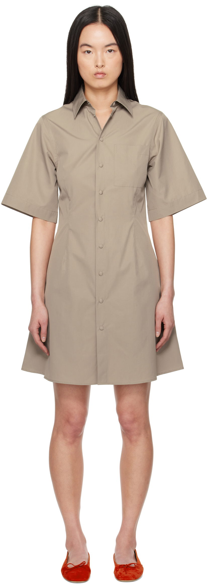 Haljina AMI AMI Paris Short Sleeve Shirt Minidress Bež | FDR162.CO0076