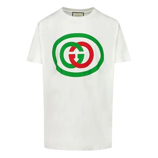 Majica kratkih rukava Gucci Oversize T-Shirt With Print Bijela | 565806-XJBAU-9037