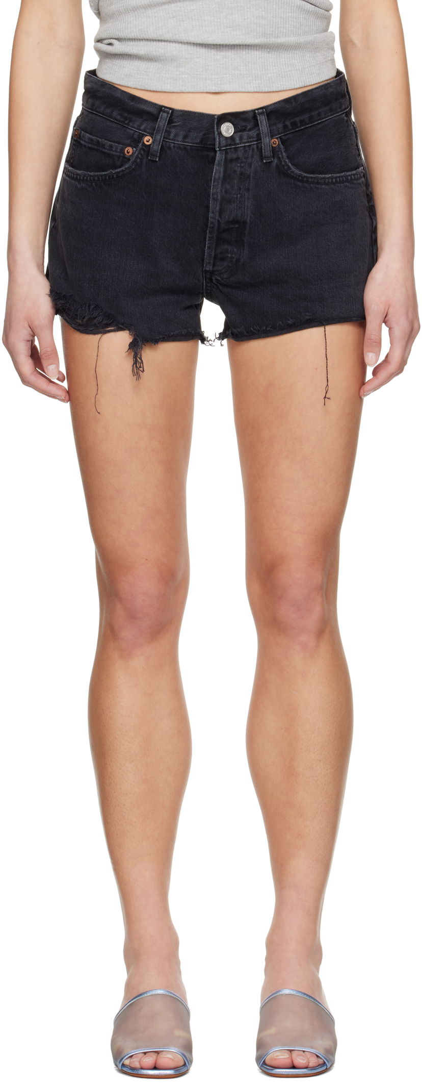 Kratke hlače AGOLDE AGOLDE Parker Vintage Cut Off Denim Shorts Crna | A026D-1157