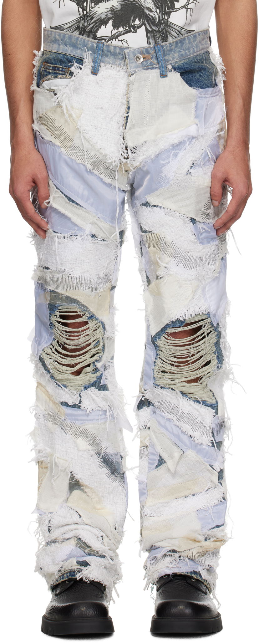 Jeans Who Decides War Who Decides War Beach Sand Patchwork Jeans Plava | 1120660001SS25