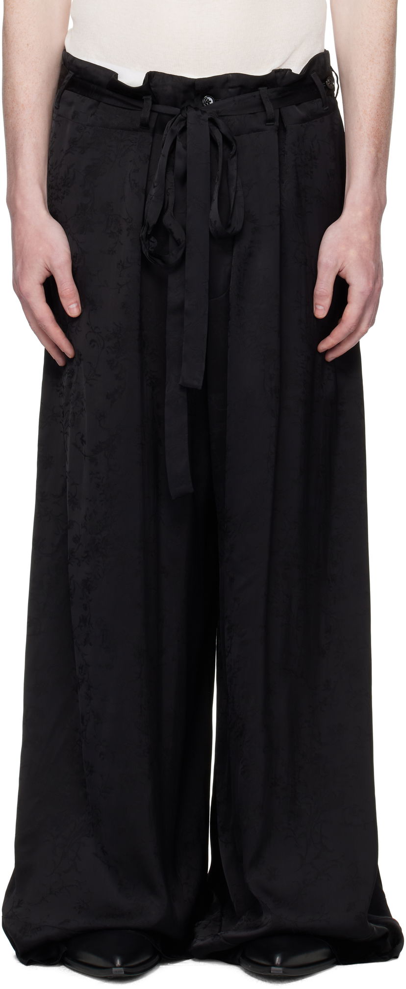 Hlače Ann Demeulemeester Ann Demeulemeester Bruse Wide Lounge Pants Crna | B0012744-FA611-099