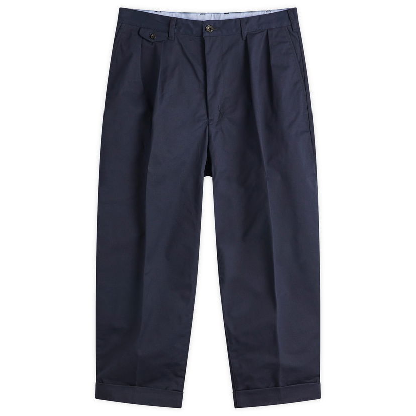 Hlače BEAMS Beams Plus 2 Pleat Chino Trousers, Size Small Tamnoplava | 3823-0097-874-79