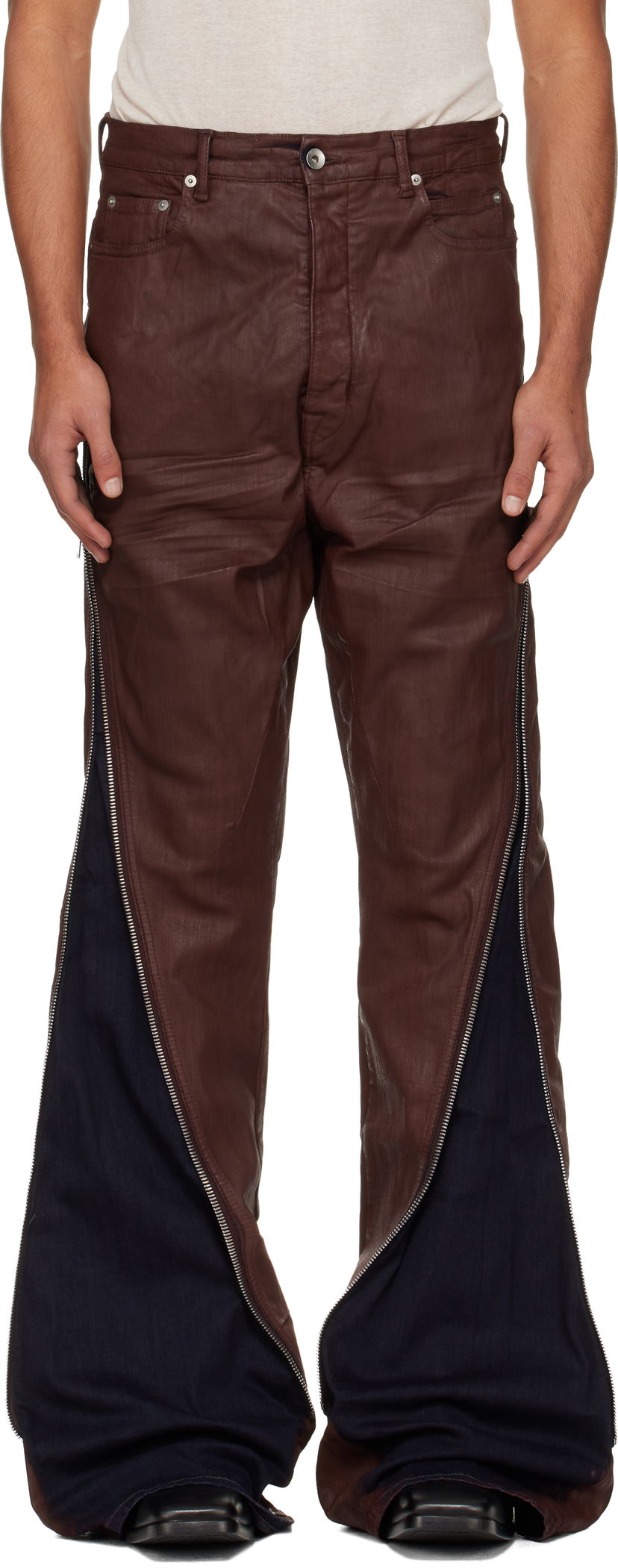 Jeans Rick Owens Concordians Bolan Banana Coated Wide-Leg Side-Zip Jeans Smeđa | DU02E7363 SDSW