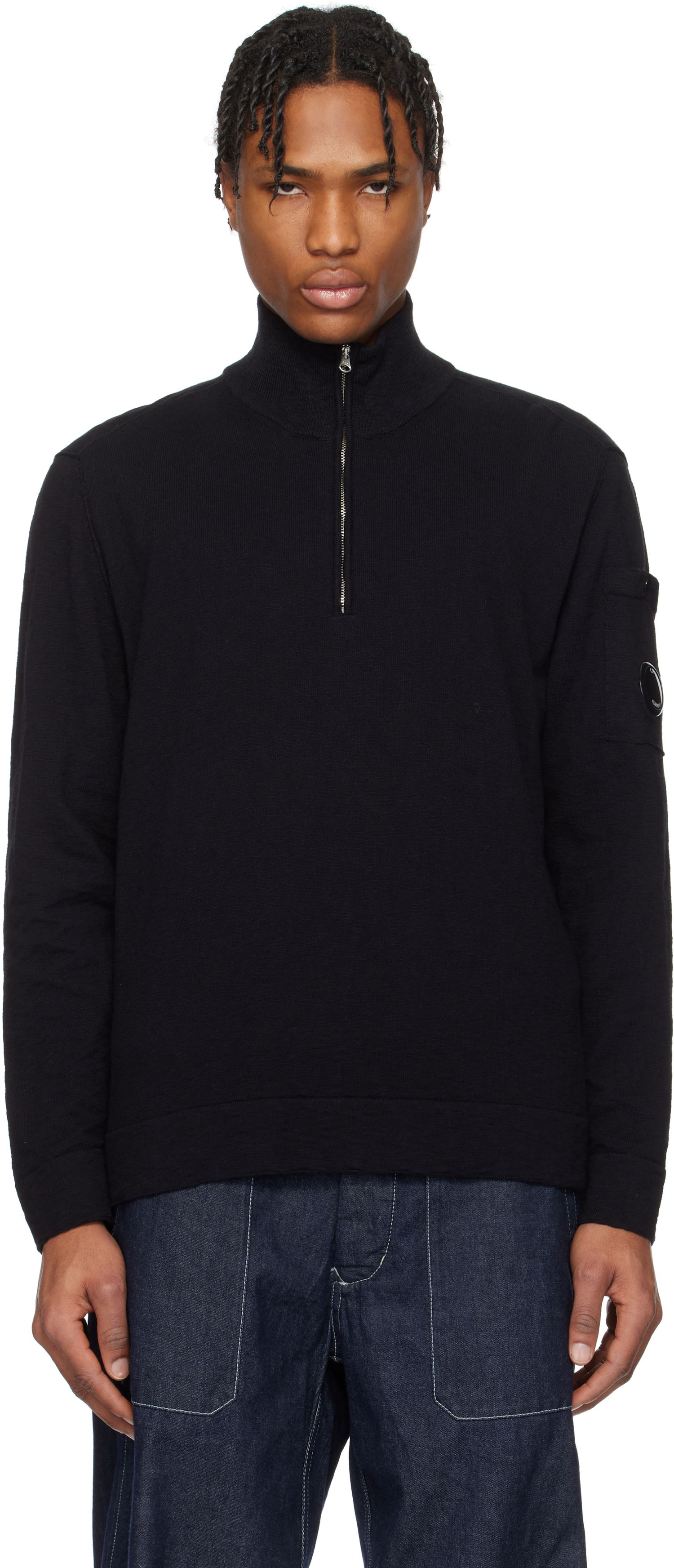 Džemper C.P. Company C.P. Company Half Zip Knit Sweater Crna | 18CMKN304A-110373A, 0