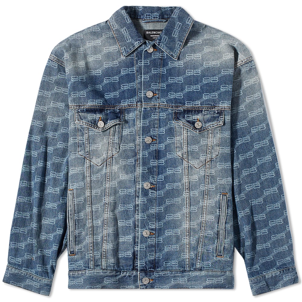 Jakna Balenciaga BB All-Over Print Oversized Denim Jacket Blue Authentic Ring Plava | 675208-TMW37-4437, 0