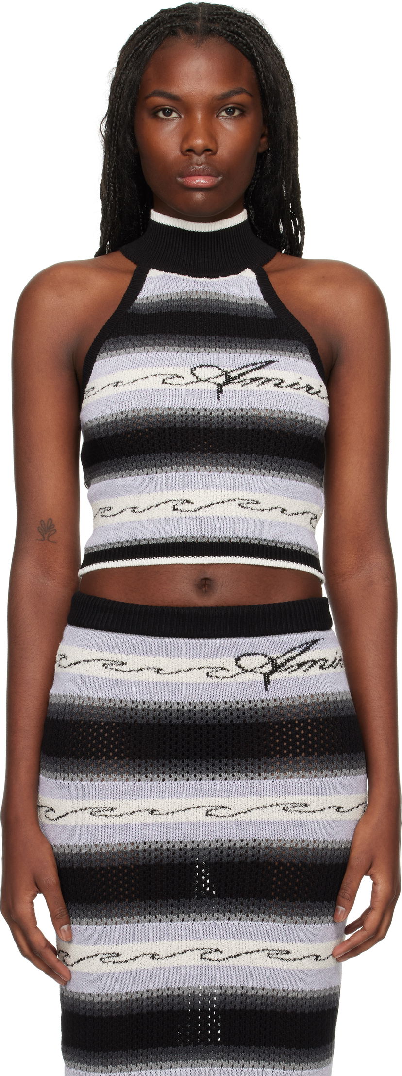Majica bez rukava AMIRI Wave Baja Stripe Tank Top Crna | AWKNTT1005