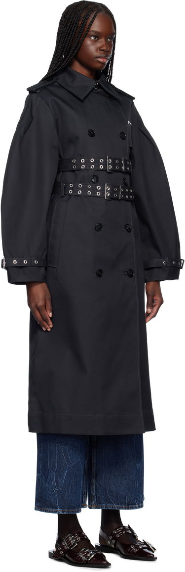 Trenčkot GANNI Ganni Bonded Cotton Trench Coat Crna | W0395, 1