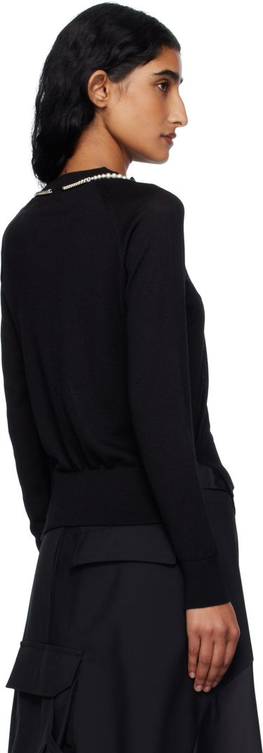Džemper Simone Rocha Simone Rocha Pearl & Chain Bow Cardigan Crna | KMK13B 0647, 2