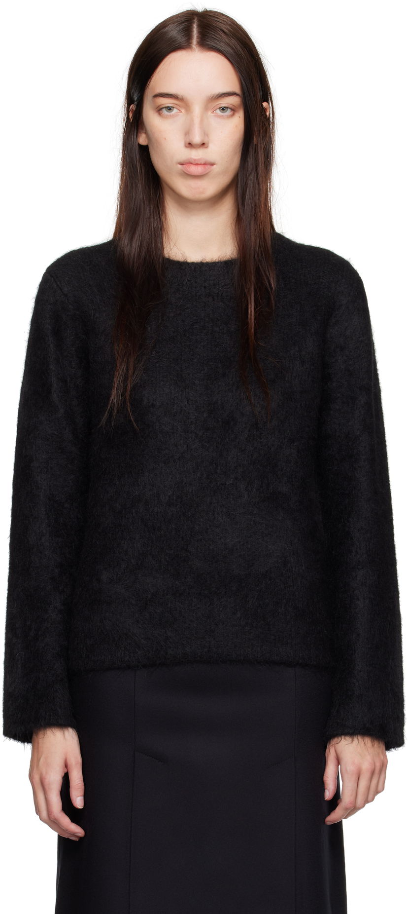 Džemper Loulou de Saison Loulou de Saison Freya Fuzzy Knit Sweater Crna | FREYA