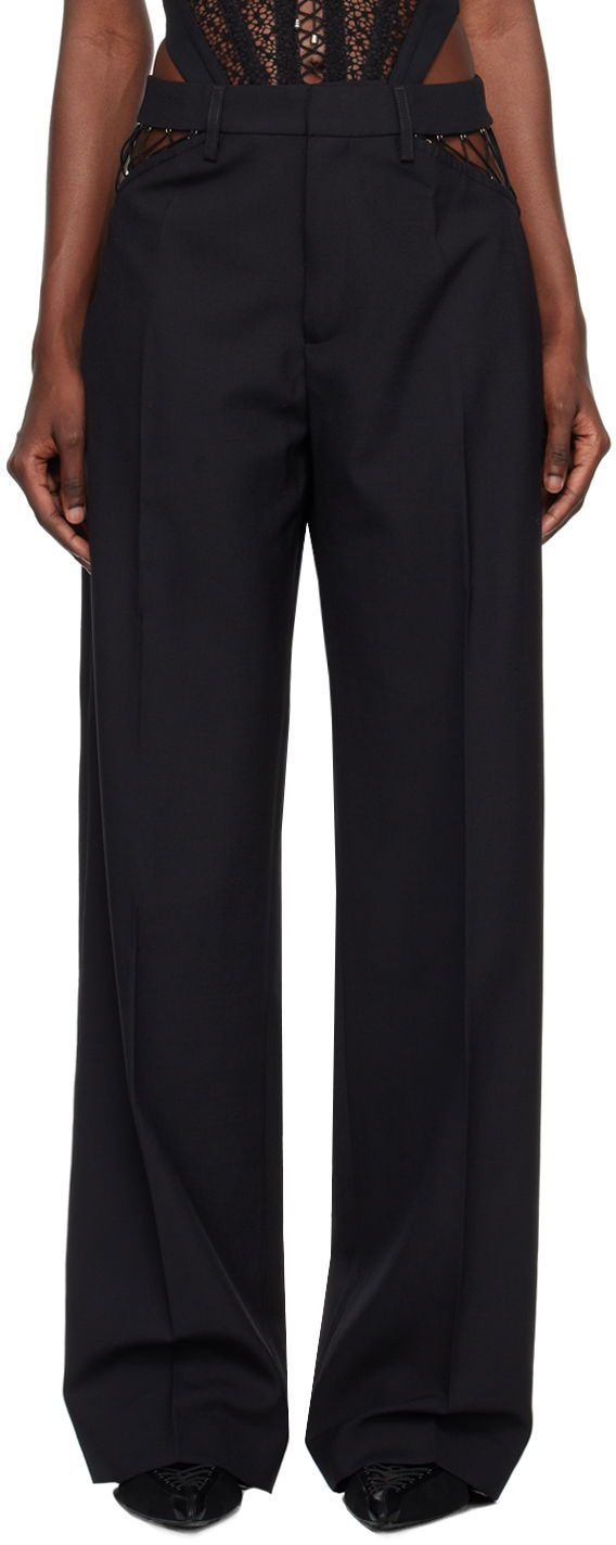 Hlače Dion Lee Picot Detail High-Waisted Trousers Crna | C2151P23