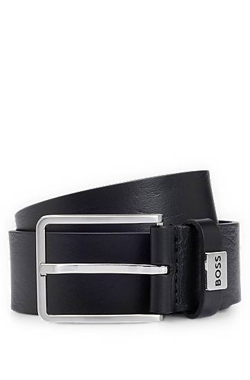 Pojasevi BOSS Italian-leather belt with logo keeper Crna | 50529898