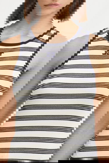 Majica bez rukava GANNI GANNI Women's Striped Soft Cotton Rib Tank Top Bijela | T4144, 3