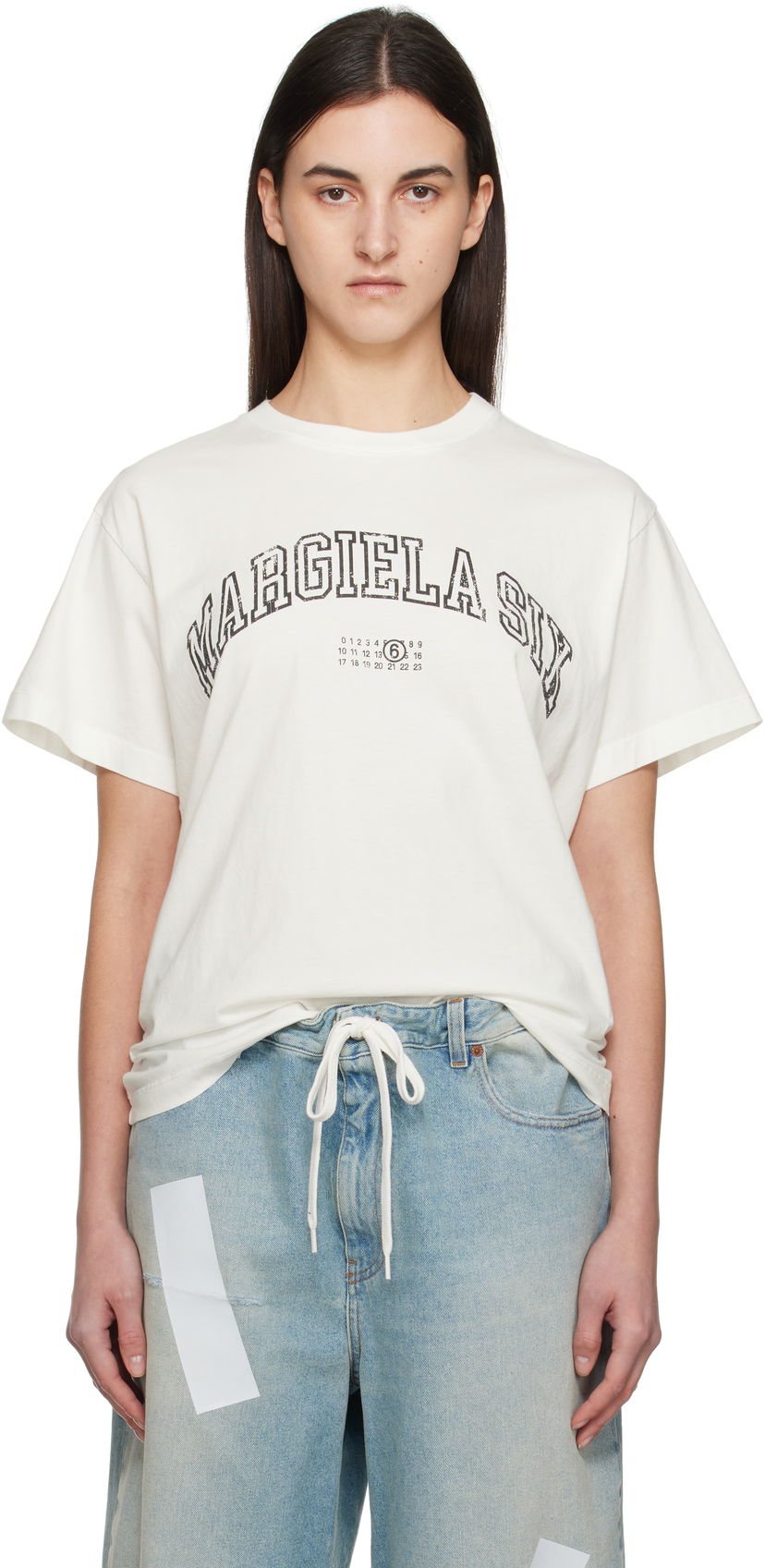 Majica kratkih rukava Maison Margiela MM6 Maison Margiela Varsity Print T-Shirt Bijela | SH0GC0046 S24312