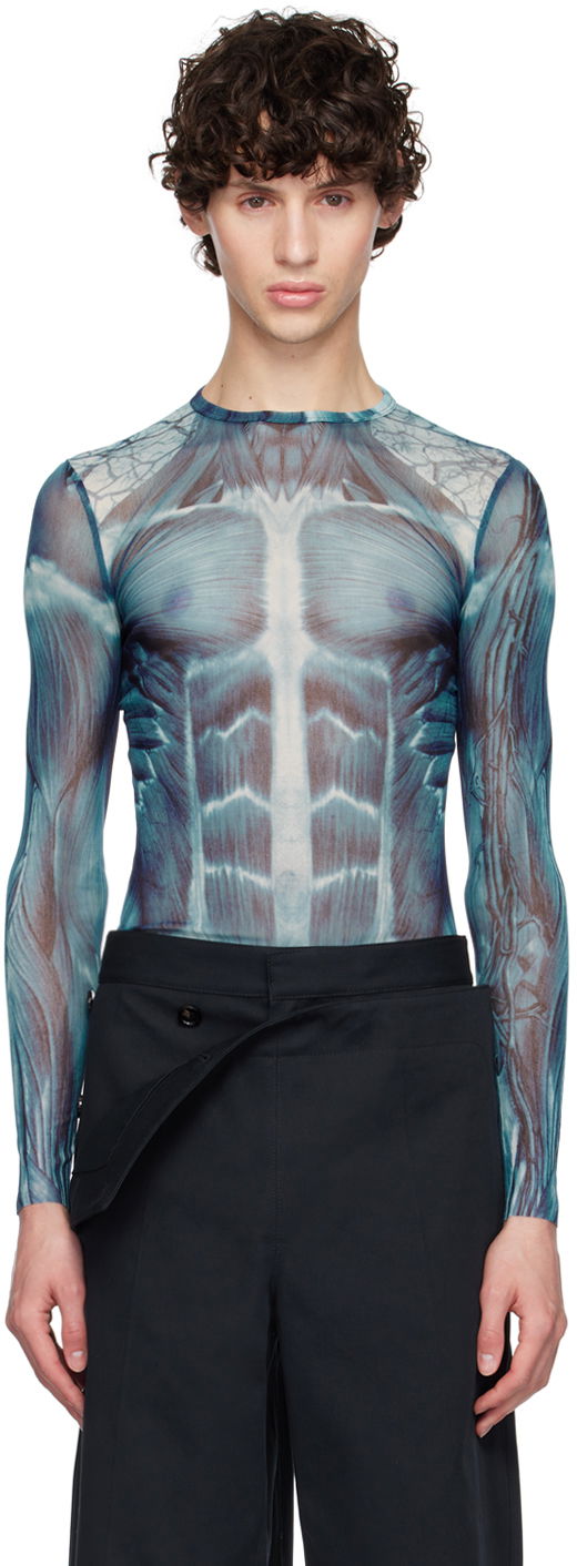 Body Jean Paul Gaultier Jean Paul Gaultier 'The Écorché' Long Sleeve T-Shirt Plava | 24/30-F-TO210-T554-505601