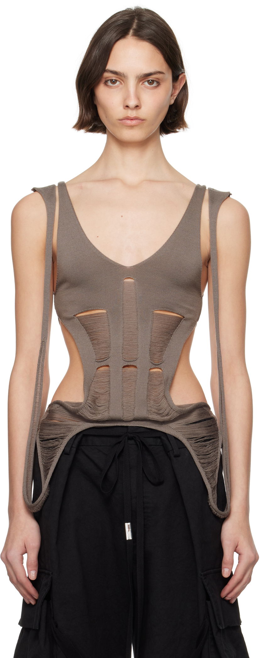 Majica bez rukava Rick Owens Rick Owens Hollywood Tanja Long Tank Top Siva | RO01E7644 KGRIDM
