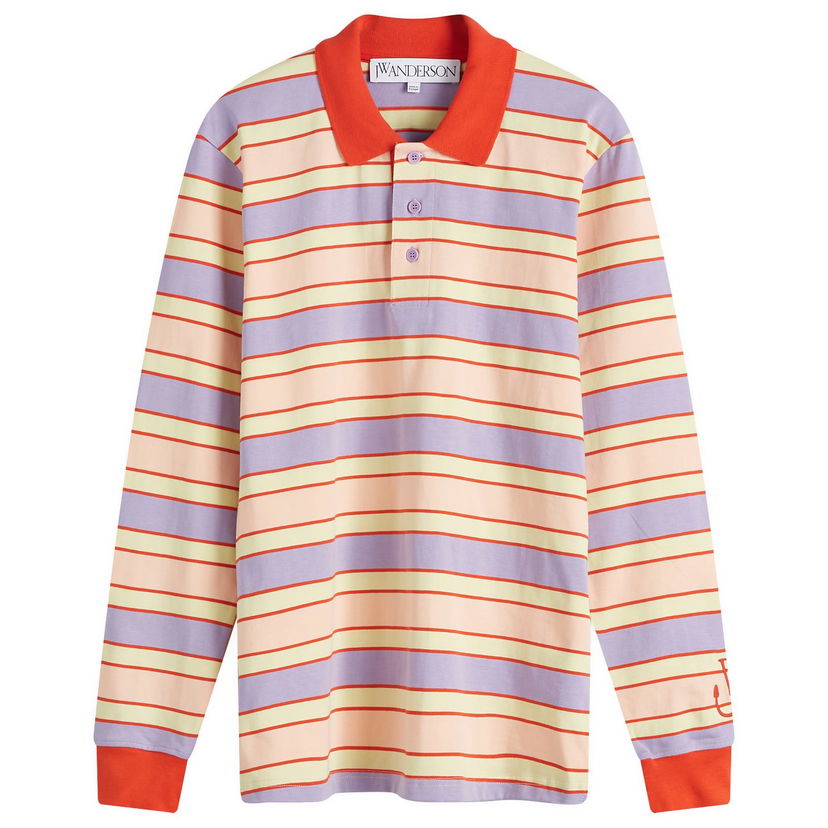 Polo majica JW Anderson Striped Long Sleeve Polo Top Ljubičasta | JO0262-PG1724-398