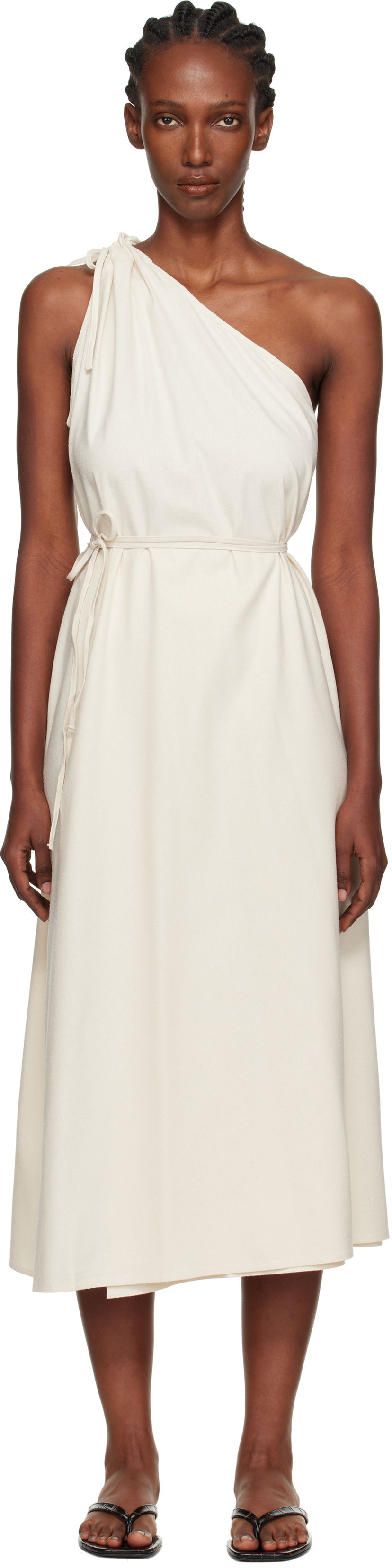 Haljina Baserange Baserange View One-Shoulder Midi Dress Bijela | DRVI-WS-AU25