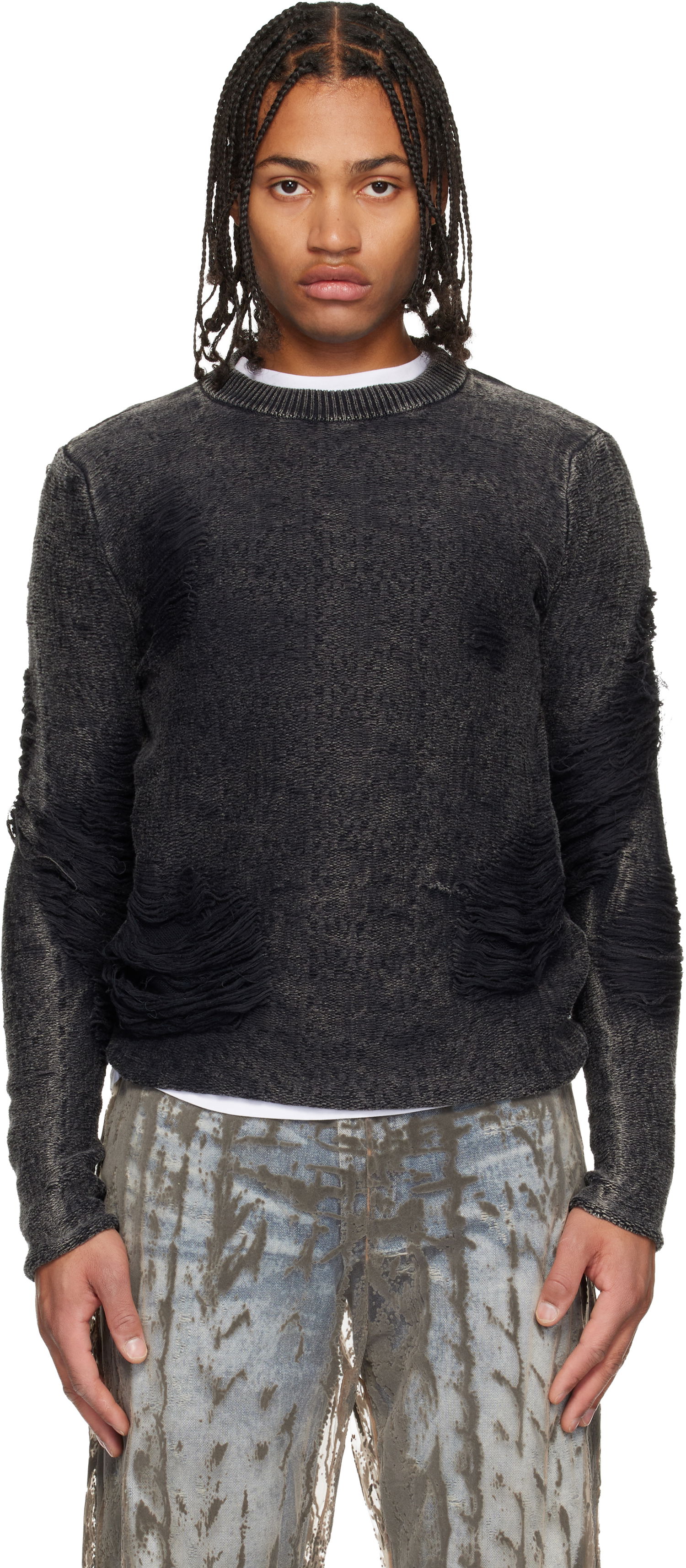 Džemper Diesel Distressed K-Fjordi-Round Sweater Crna | A21876-0LKDP-900, 0