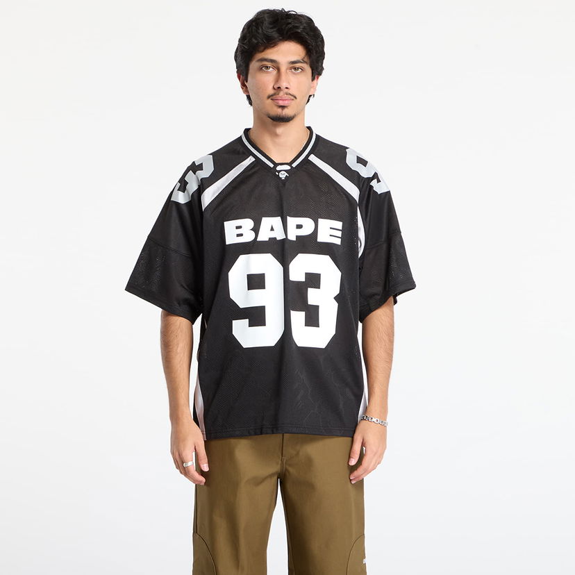 Dres BAPE Line Camo Jacquard Relaxed Fit Football Jersey Crna | 001CSL801312MBLK