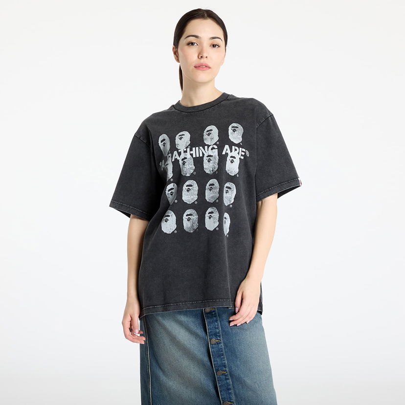 Majica kratkih rukava BAPE A BATHING APE Garment Dye Logo Relaxed Fit Tee Crna | 001CSL301348MBLK