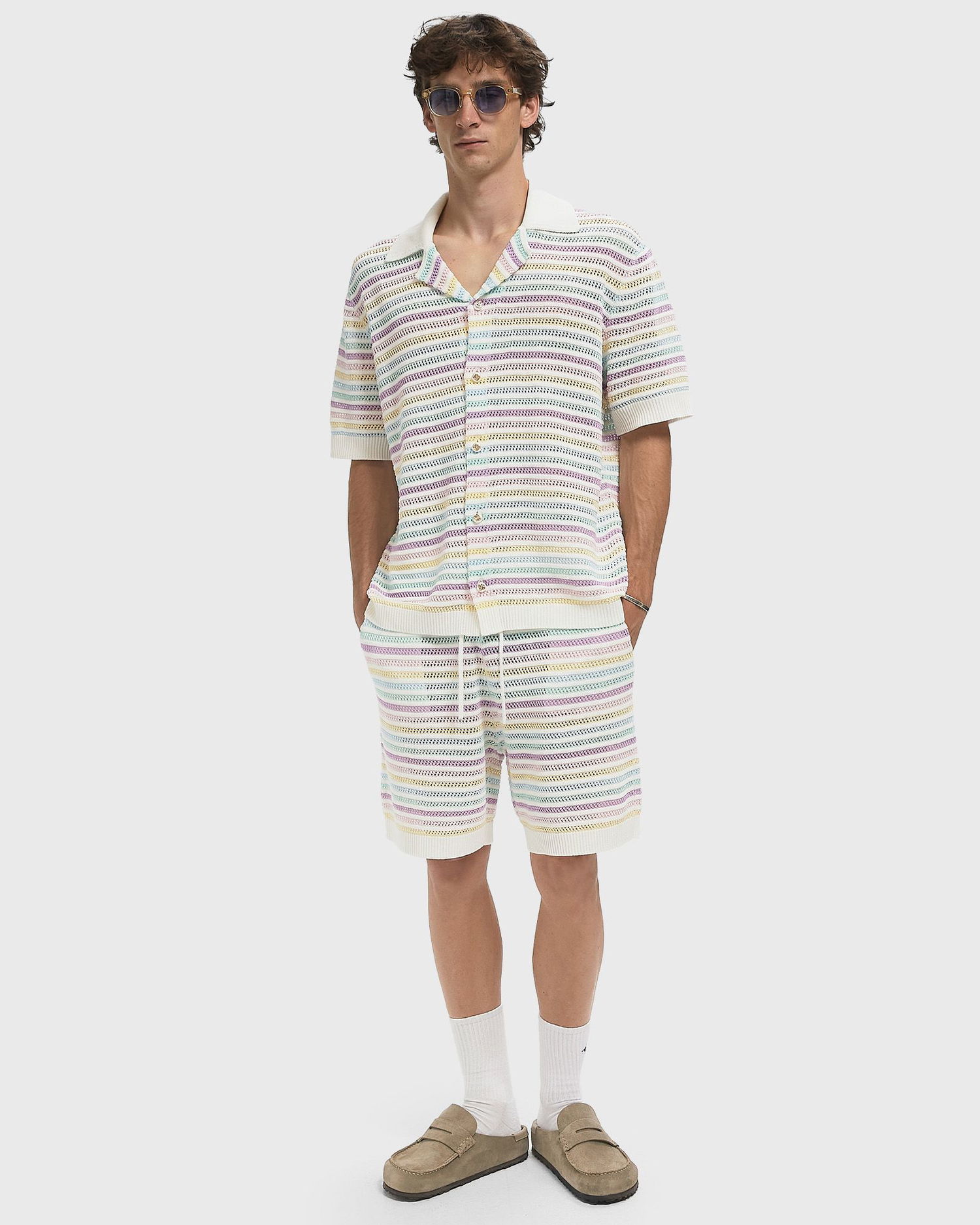 Kratke hlače Casablanca Rainbow Crochet Knit Shorts Višebojno | M-AW25-KW-1098-01, 1