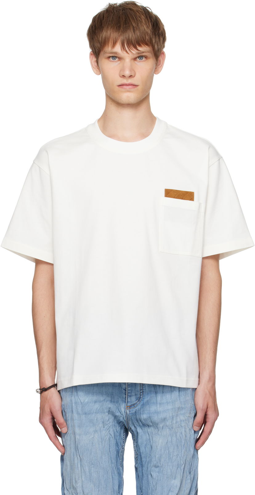 Majica kratkih rukava Bottega Veneta Bottega Veneta Pima Cotton Jersey T-Shirt with Pocket Bijela | 838924V4N509071